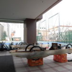 校庭でエコランカーの試走をしました